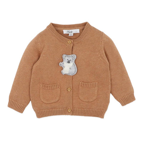 BEBE CHARLIE KOALA ORGANIC KNITTED CARDIGAN