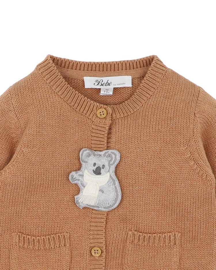 BEBE CHARLIE KOALA ORGANIC KNITTED CARDIGAN