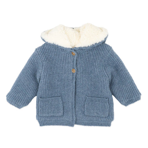 BEBE BLUE MARL KNITTED HOODED JACKET