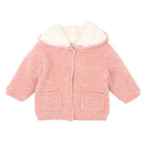 BEBE PINK MARL KNITTED HOODED JACKET