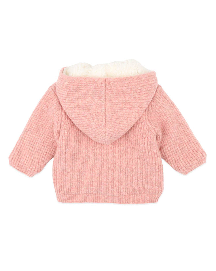 BEBE PINK MARL KNITTED HOODED JACKET