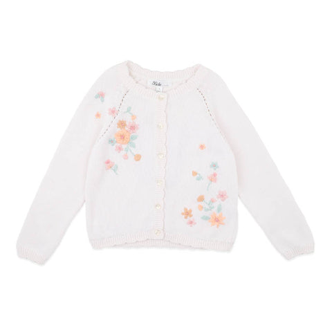 BEBE FERN HAND EMB. ORGANIC CARDIGAN 3-7 YRS