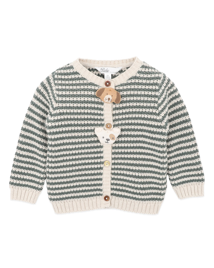 BEBE OTTO STRIPE ORGANIC KNITTED CARDIGAN