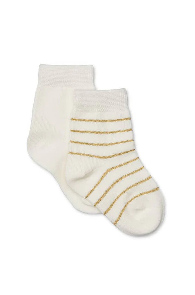 Marquise 2PK Cream and Gold Knitted Cotton Tights