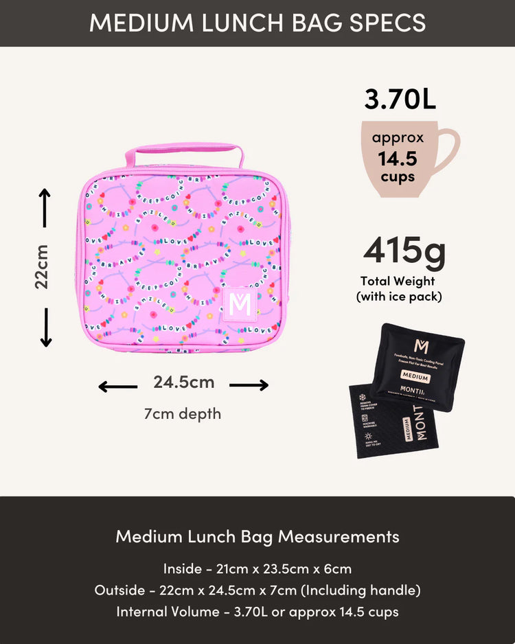 MontiiCo Medium Lunch Bag- Black Gingham