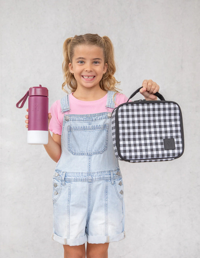 MontiiCo Medium Lunch Bag- Black Gingham