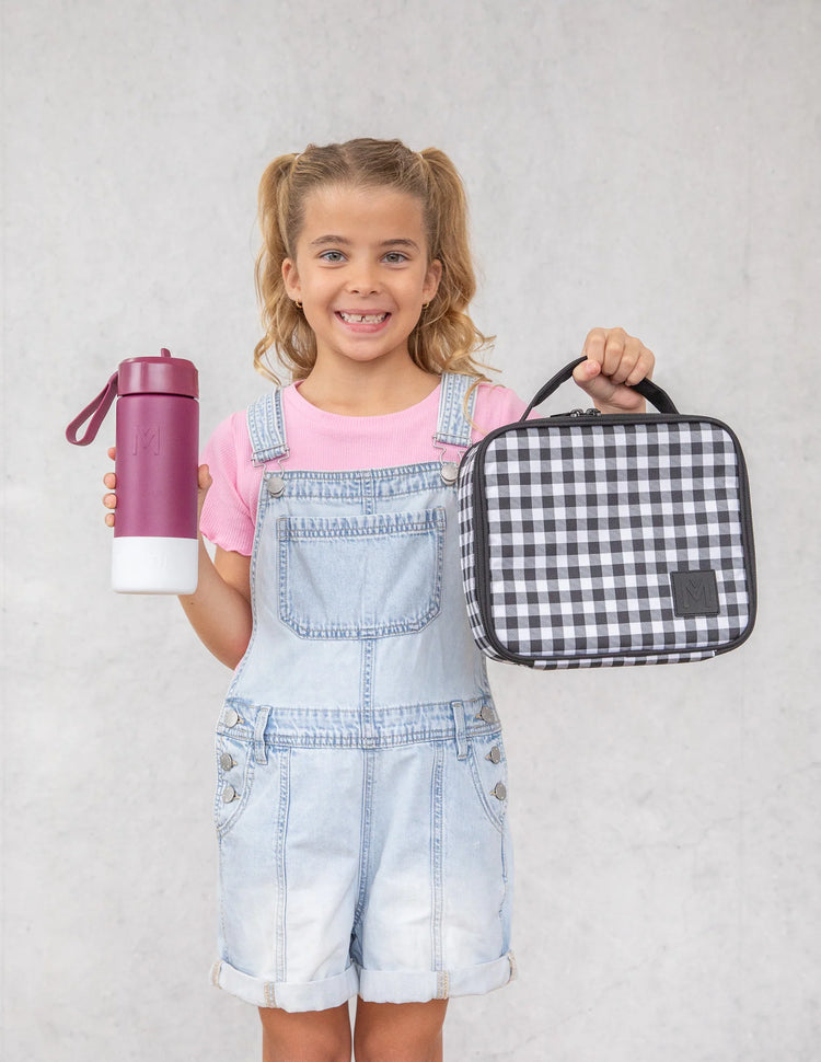 MontiiCo Medium Lunch Bag- Black Gingham