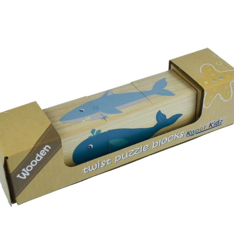 WOODEN TWIST PUZZLE BLOCK SEA ANIMAL