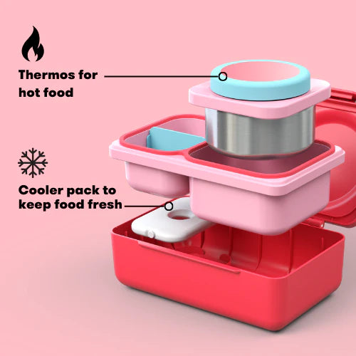 OmieBox UP Hot & Cold Bento Box- Cherry Pink