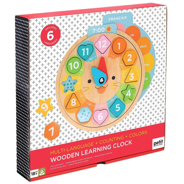 Petit Collage Multi-Language Learning Clock Puzzle