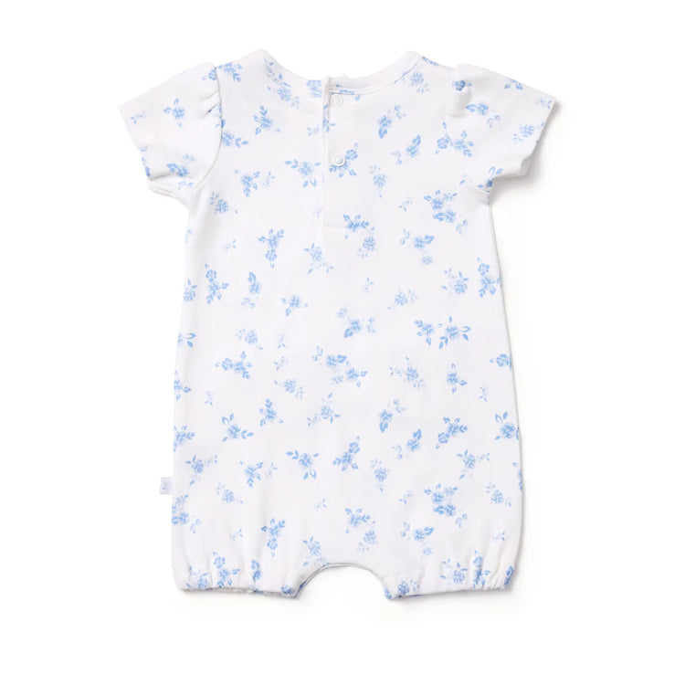 Marquise Seascape Floral Puff Sleeve Romper