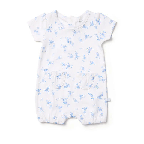 Marquise Seascape Floral Puff Sleeve Romper