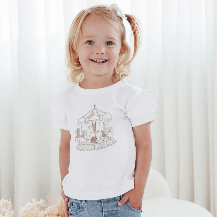 Aster&Oak CAROUSEL PRINT FLUTTER TEE