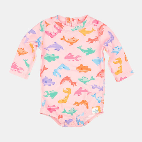 Toshi Swim Baby Onesie L/S Classic- Dishy Fishy