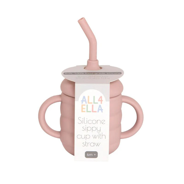 ALL4 ELLA Silicone sippy cup - Dusty Pink (with straw)
