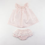 Soleilclo Pink Smocked Dress With Bloomer Baby Set