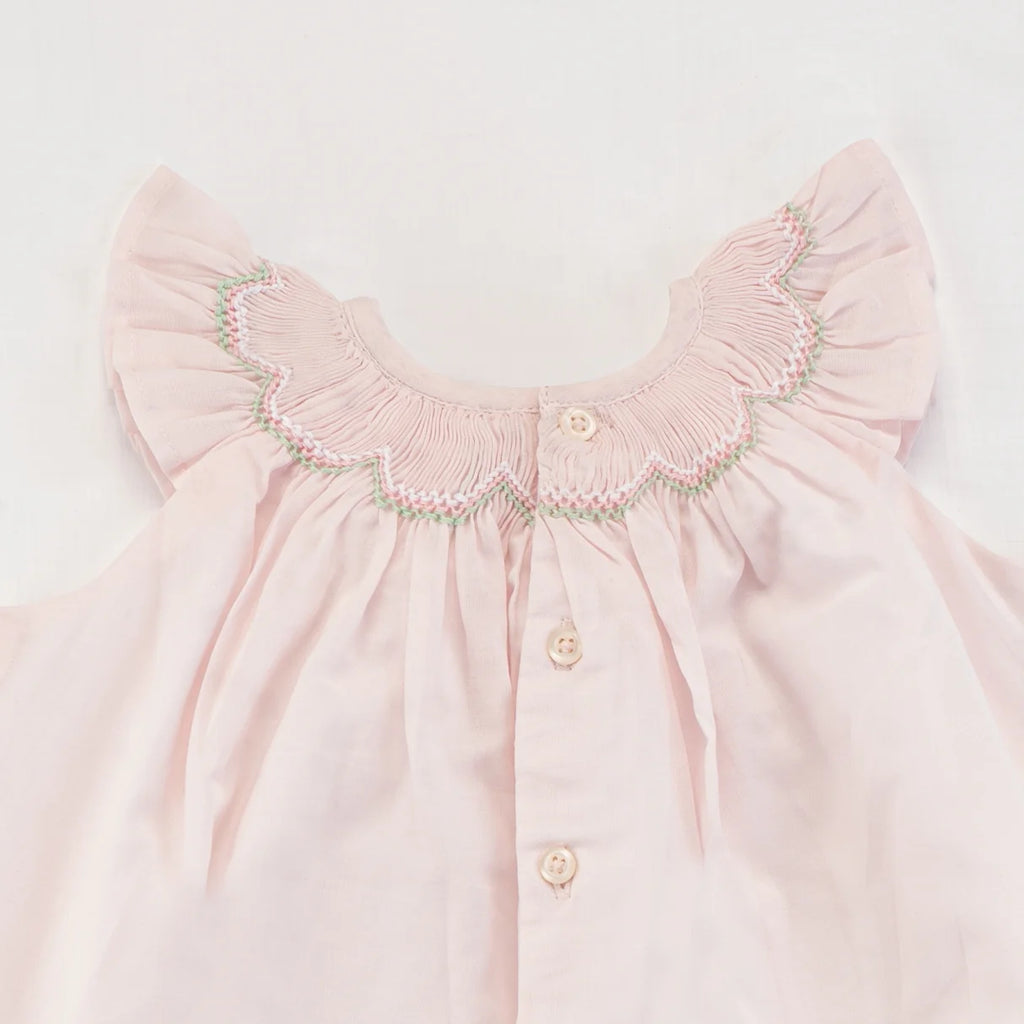 Soleilclo Pink Smocked Dress With Bloomer Baby Set