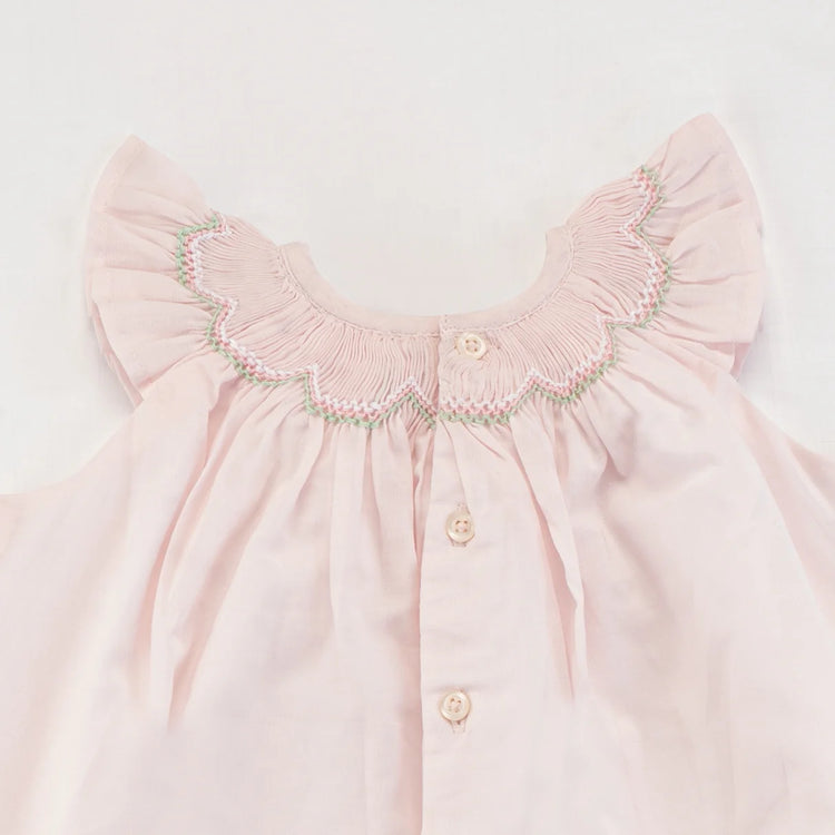 Soleilclo Pink Smocked Dress With Bloomer Baby Set