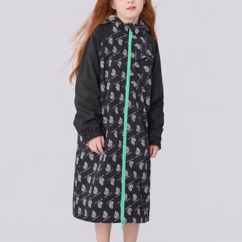 Seasnail Swim Parka For Kids- Logo Pattern