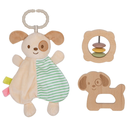 BABY COMFORTER RATTLE GIFT SET - PUPPY DOG