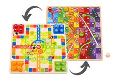 2 IN 1 WOODEN BOARD GAME - LUDO, SNAKES AND LADDERS