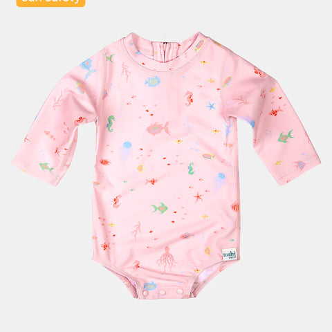 Toshi Swim Baby Onesie Long Sleeve Classic - Coral