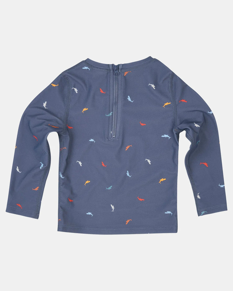 Toshi Swim Kids Rashie Long Sleeve Half Zip Classic - Big Blue