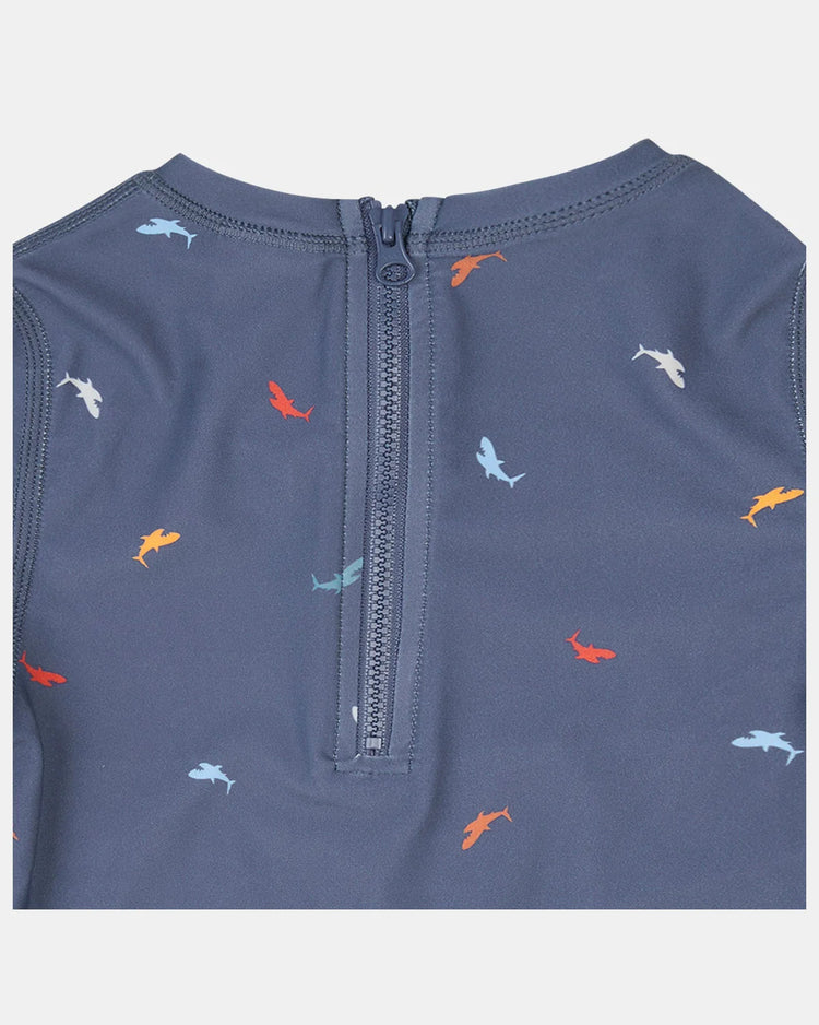 Toshi Swim Kids Rashie Long Sleeve Half Zip Classic - Big Blue