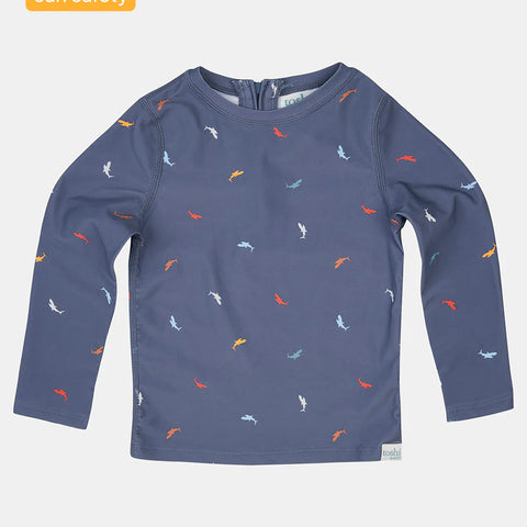 Toshi Swim Kids Rashie Long Sleeve Half Zip Classic - Big Blue