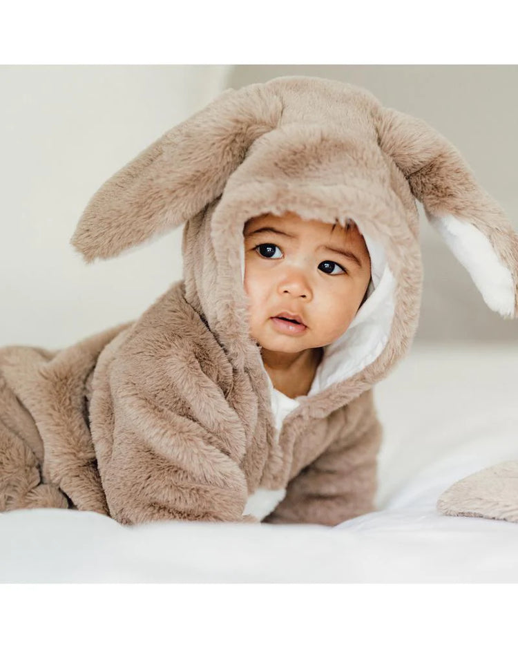 Fox & Finch  LATTE FAUX FUR BUNNY ONESIE