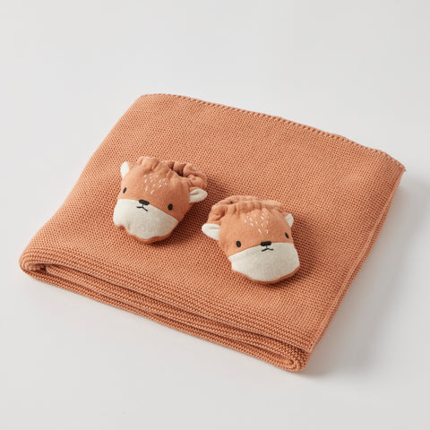 Nordic Kids Jasper Fox Booties & Blanket Set