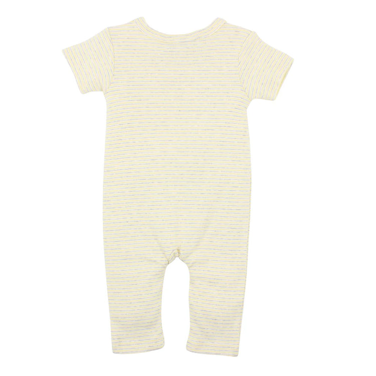 BEBE UNISEX MOCK WRAP ROMPER IN LEMON STRIPE(00000 Premature)