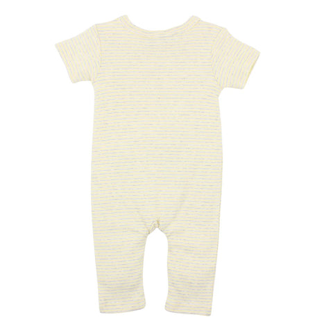 BEBE UNISEX MOCK WRAP ROMPER IN LEMON STRIPE(00000 Premature)