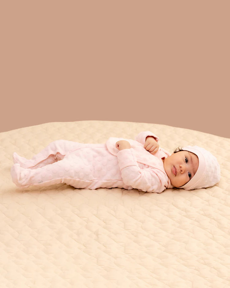 BEBE PINK SPOT LS ROMPER