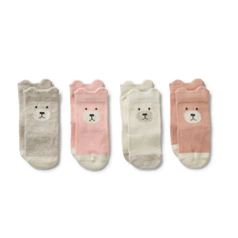 Wilson & Frenchy Organic 4 Pack Baby Socks (Butter-mik, Oat, Fainy-Pink, Peony)