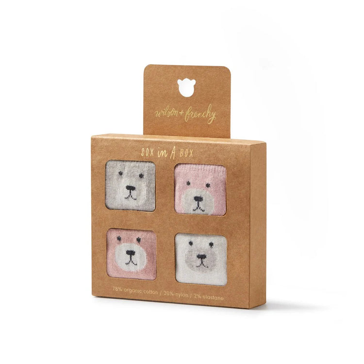 Wilson & Frenchy Organic 4 Pack Baby Socks (Butter-mik, Oat, Fainy-Pink, Peony)
