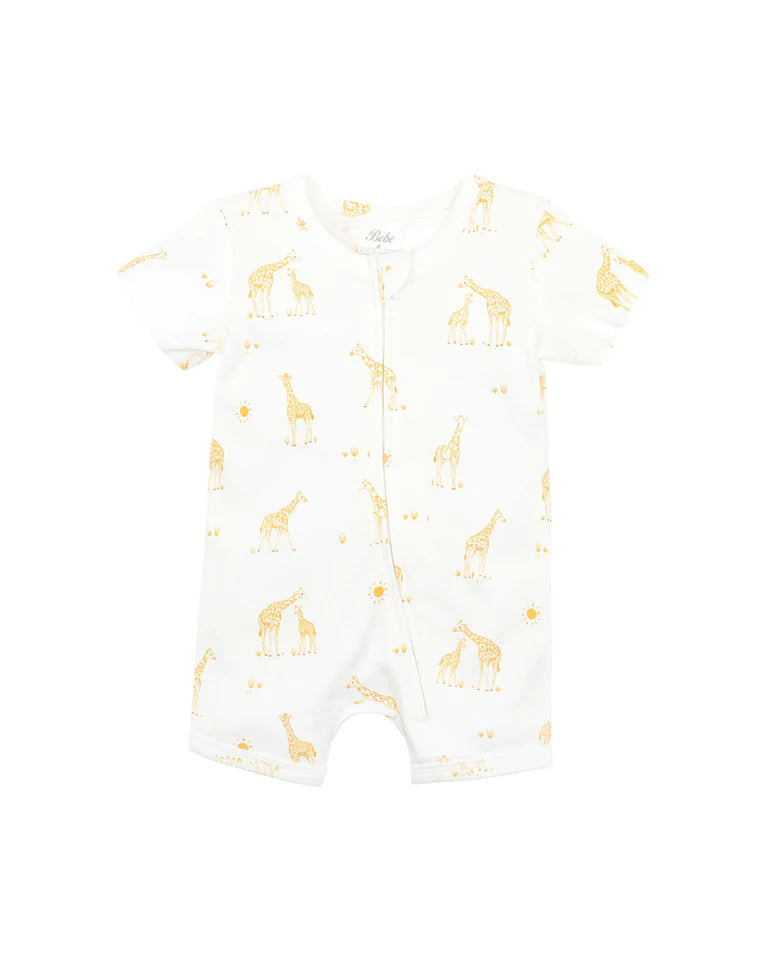 BEBE GIRAFFE ORGANIC SS ROMPER