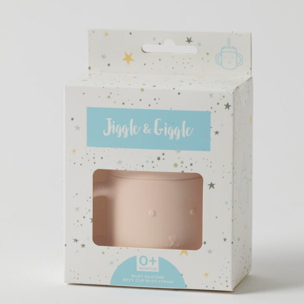 Jiggle & Giggle Riley Silicone Sippy Cup with Straw - Peach