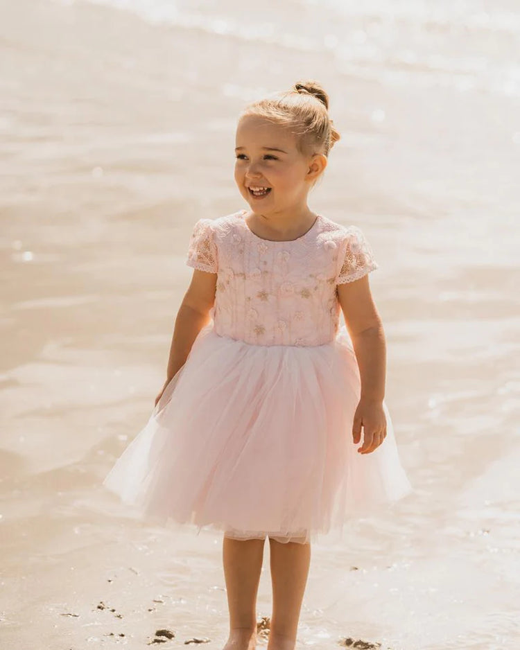 BEBE LACE BODICE DRESS