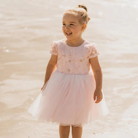BEBE LACE BODICE DRESS