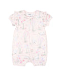 BEBE FLORENCE PRINT SS ZIP ROMPER