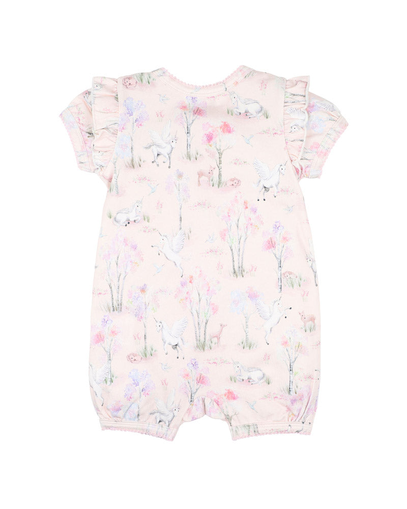 BEBE FLORENCE PRINT SS ZIP ROMPER