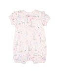 BEBE FLORENCE PRINT SS ZIP ROMPER