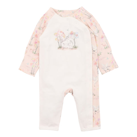 BEBE FLORENCE PRINT LS WRAP ROMPER