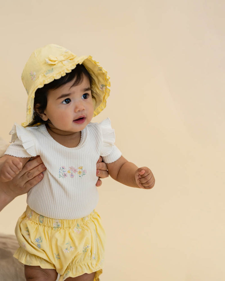 BEBE BONNIE Organic Embroidered Bodysuite and Bloomers Set With Free Rattle Special Combo