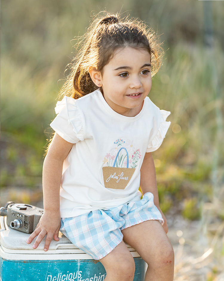 BEBE BONNIE ORGANIC FLOWER Tee and Shorts Set with Free Jiggle & Giggle Elephant / Playful Pups Special Combo