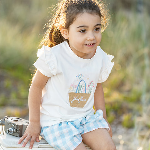 BEBE BONNIE ORGANIC FLOWER Tee and Shorts Set with Free Jiggle & Giggle Elephant / Playful Pups Special Combo
