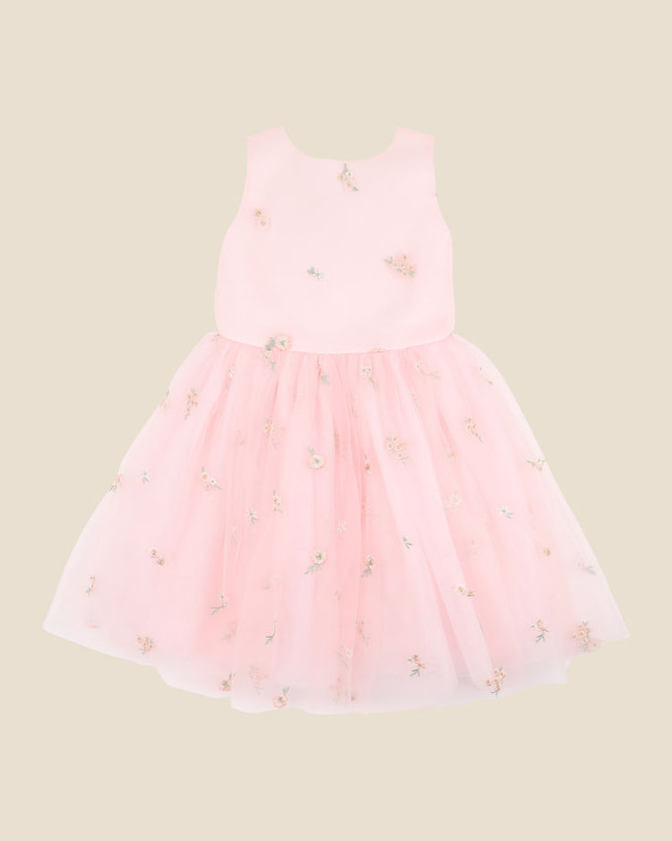 BEBE EMBROIDERED BACK BOW TULLE DRESS 3-10 YRS