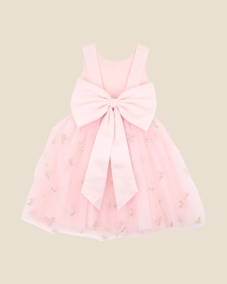 BEBE EMBROIDERED BACK BOW TULLE DRESS 3-10 YRS