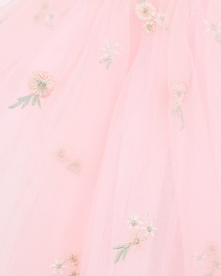 BEBE EMBROIDERED BACK BOW TULLE DRESS 3-10 YRS